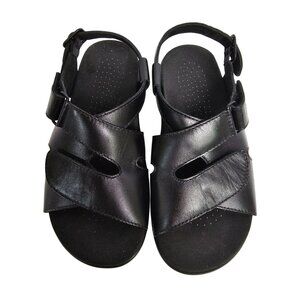SAS Womens Black Leather Huggy Sandals 5.5W